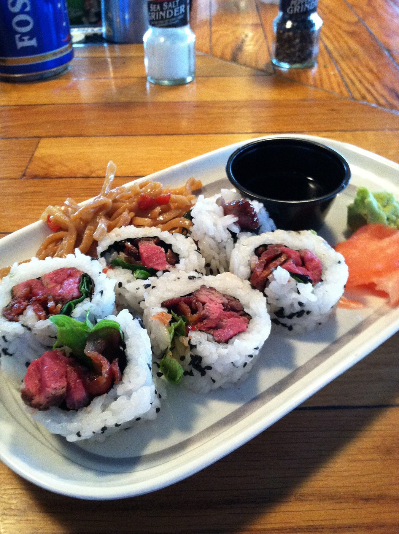 Sushi rolls plated at Oyster Creek